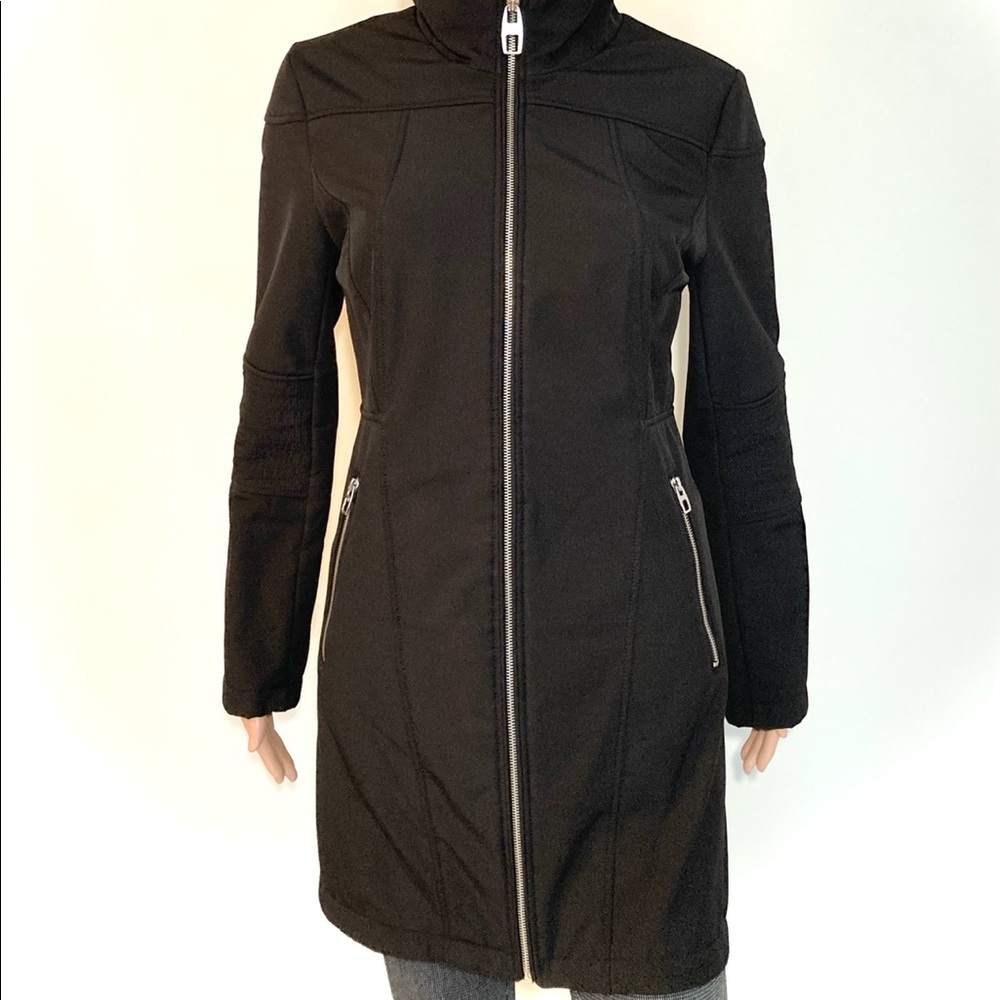 MED•MISS SIXTY•BLACK HOODED SPRING / FALL COAT / JACKET•